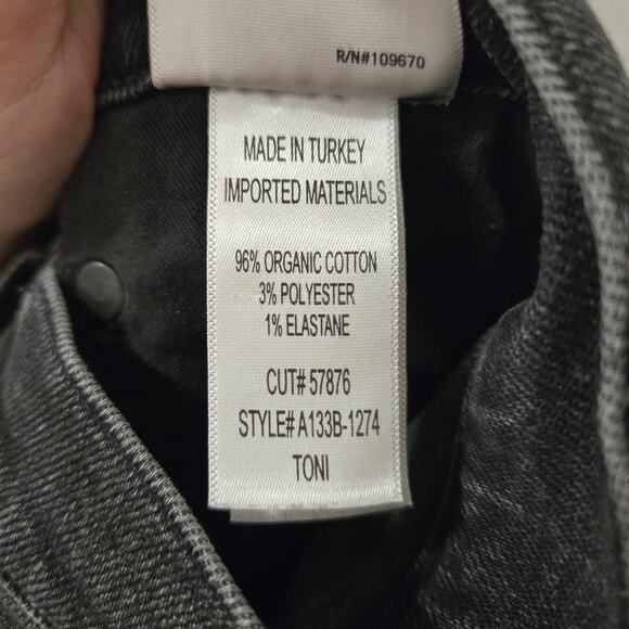 Agolde Toni Mid Rise Skinny Jeans Faded Washed Black Size 27 - Picture 6 of 8